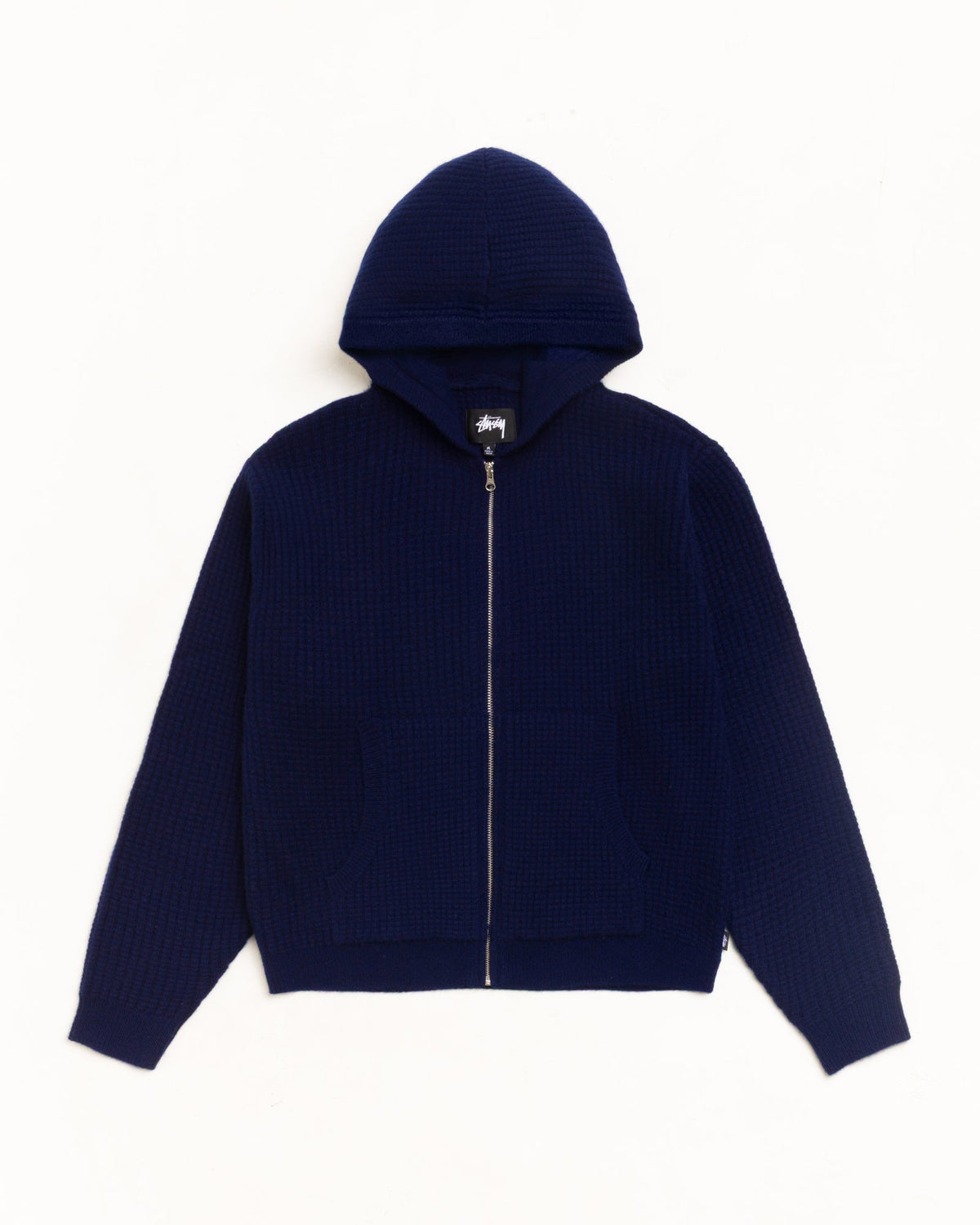 WAFFLE CASHMERE ZIP HOOD SWEATER