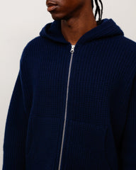 WAFFLE CASHMERE ZIP HOOD SWEATER