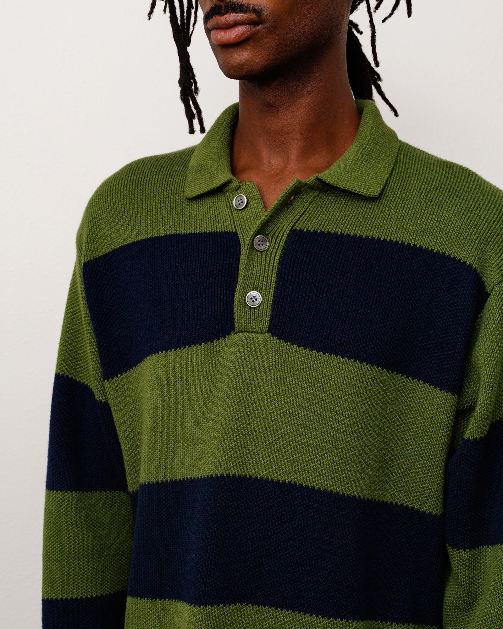 PIQUE KNIT STRIPE RUGBY